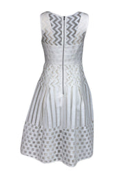 Current Boutique-Milly - White Multi-Pattern Lace Overlay Dress Sz 6