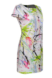 Current Boutique-Milly - White & Multi-Scribbled Print Cotton Blend Sheath Dress Sz 6