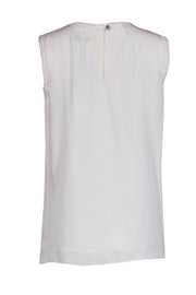 Current Boutique-Milly - White Sleeveless Silk Blouse w/ Crystal & Embroidered Embellishment Sz 6