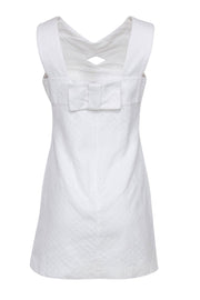 Current Boutique-Milly - White Textured A-Line Dress w/ Keyhole & Bow Sz 8