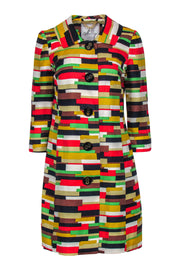 Current Boutique-Milly - Yellow, Green & Red Geo-Stripe Print Coat Sz 6