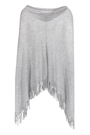 Current Boutique-Minnie Rose - Grey Cowl Neck Poncho w/ Fringe OS
