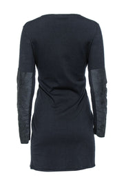 Current Boutique-Minnie Rose - Navy Long Sleeve Shift Dress w/ Suede Sleeves Sz L