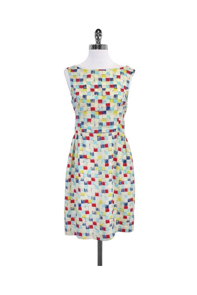 Current Boutique-Mischen - Blue, Red & Yellow Square Print Dress Sz 6
