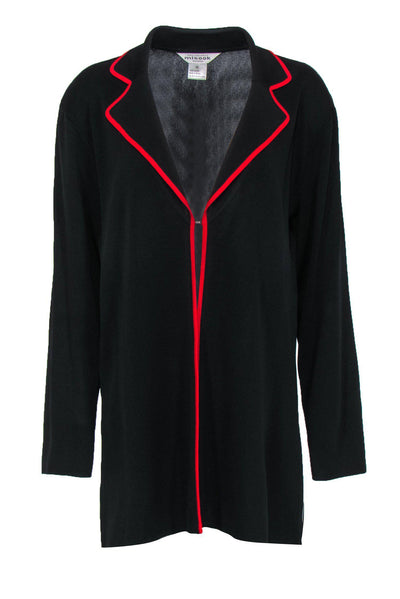 Current Boutique-Misook - Black Knit Blazer w/ Red Trim Sz 1X