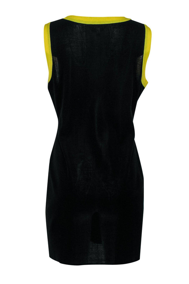 Current Boutique-Misook - Black & Yellow Colorblocked Sleeveless Knit Shift Dress Sz M