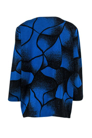 Current Boutique-Misook - Blue & Black Printed Clasped Jacket Sz 1X