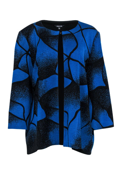 Current Boutique-Misook - Blue & Black Printed Clasped Jacket Sz 1X