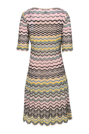 Current Boutique-Missoni - Beige & Multicolor Sparkly Squiggly Striped Knit Dress Sz 8