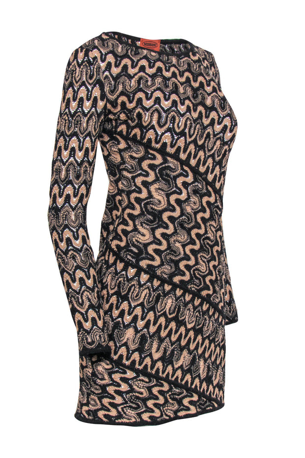 Current Boutique-Missoni - Black & Beige Wiggly Knit Mini Dress Sz XS