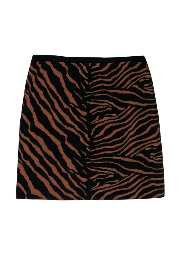 Current Boutique-Missoni - Black & Brown Tiger Striped Knit Miniskirt Sz 4