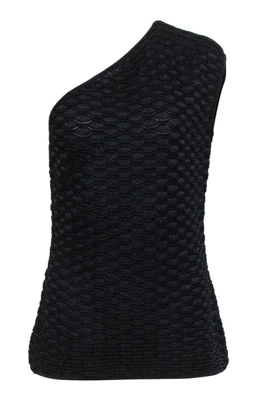 Current Boutique-Missoni - Black Glitter Textured Knit One-Shoulder Top Sz 10
