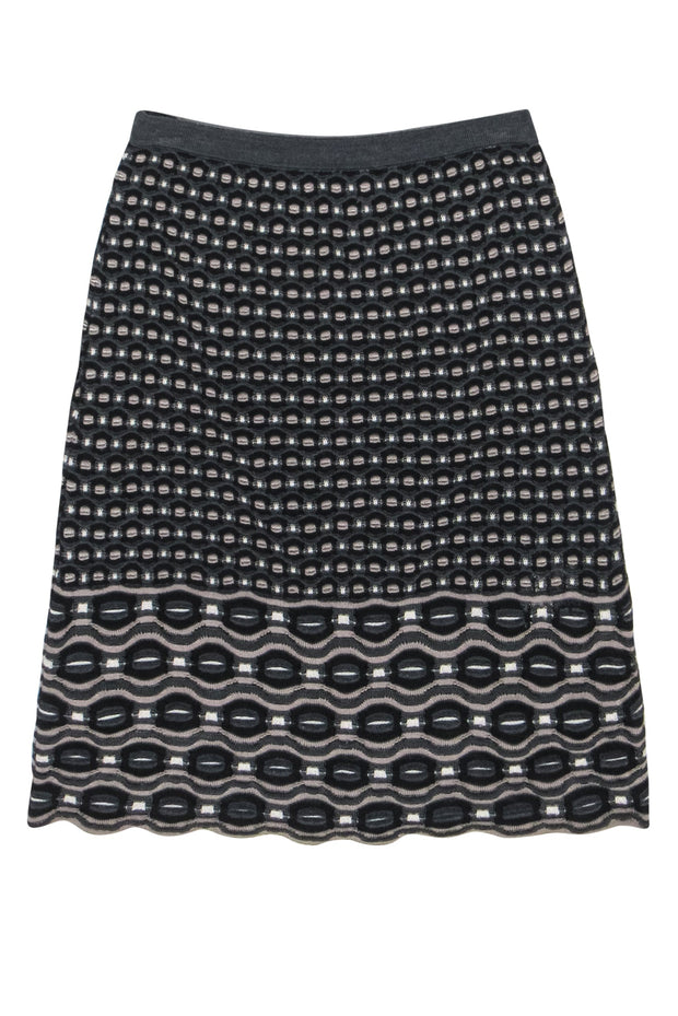 Current Boutique-Missoni - Black, Gray & Beige Pattern Textured Knit Skirt Sz 2