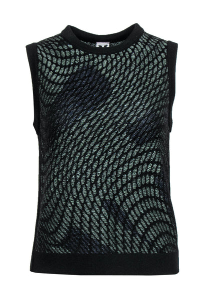 Current Boutique-Missoni - Black, Green & Navy Metallic Printed Sleeveless Sweater Sz M