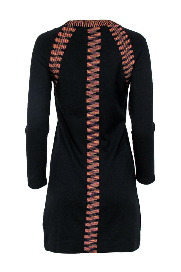 Current Boutique-Missoni - Black Long Sleeve Dress w/ Marbled Orange Trim Sz 6