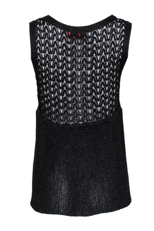 Current Boutique-Missoni - Black Metallic Knit Floral Tank w/ Sequins Sz S