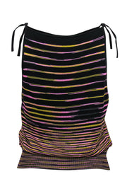 Current Boutique-Missoni - Black, Pink & Yellow Abstract Striped Tied Tank Sz 8