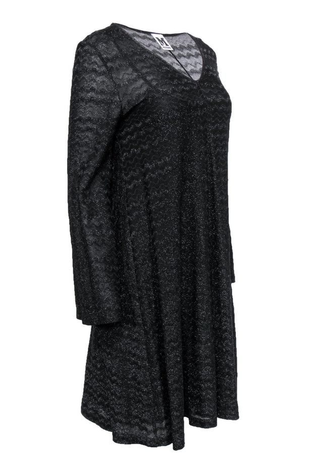 Current Boutique-Missoni - Black Sparkly Chevron Knit Dress Sz M