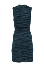 Current Boutique-Missoni - Blue & Green Striped Knit Plunge Sheath Dress Sz 6