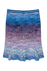 Current Boutique-Missoni - Blue & Purple Scalloped Midi Knit Skirt w/ Pleats Sz 6