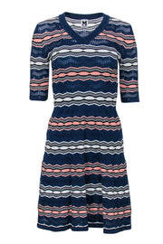 Current Boutique-Missoni - Blue, White & Peach Striped Knit Dress Sz S