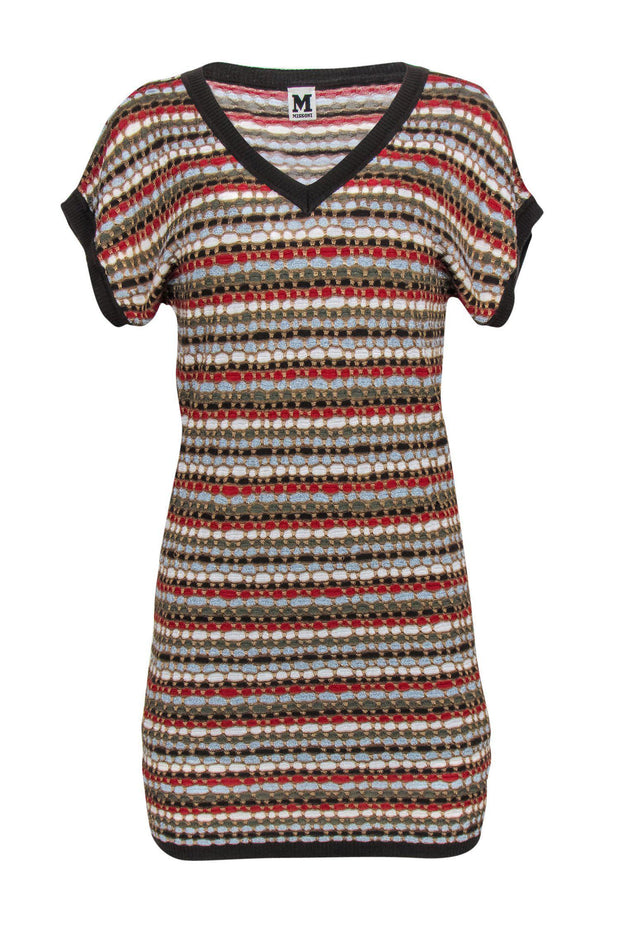 Current Boutique-Missoni - Brown & Multi Metallic Patterned Knit Dress Sz S