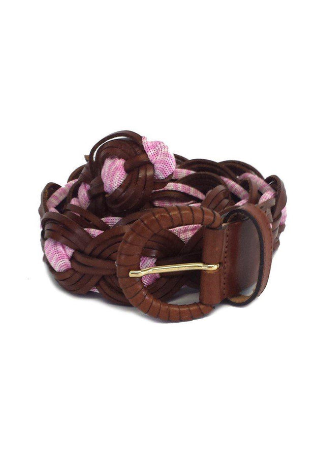 Current Boutique-Missoni - Brown & Pink Woven Leather Belt