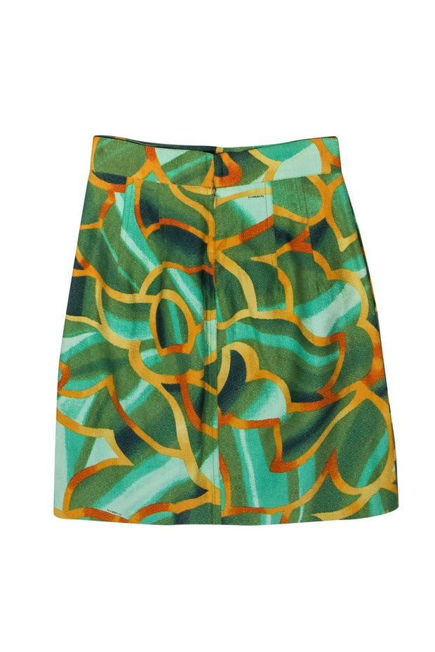 Current Boutique-Missoni - Green Fitted Skirt w/ Abstract Leaf Print & Texture Sz 4