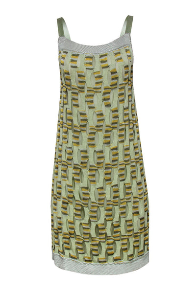 Current Boutique-Missoni - Mint & Yellow Open Knit Overlay Tank Dress Sz M