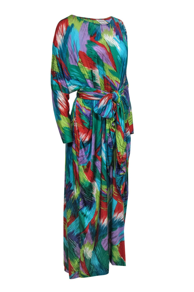 Current Boutique-Missoni - Multicolor Brush Stroke Print Kaftan Maxi Dress w/ Belt Sz L