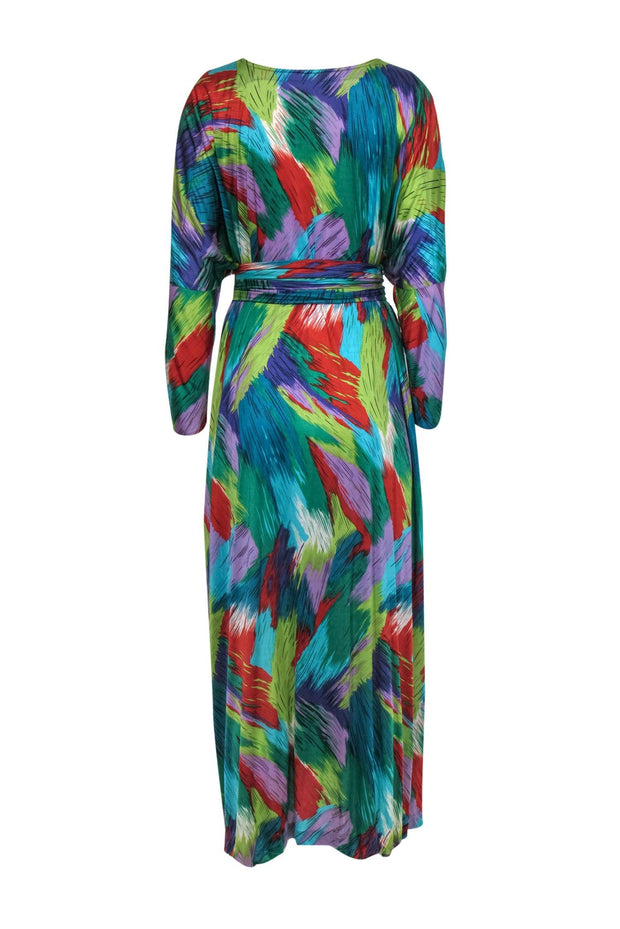 Current Boutique-Missoni - Multicolor Brush Stroke Print Kaftan Maxi Dress w/ Belt Sz L