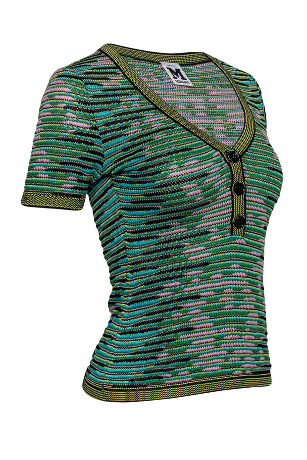 Current Boutique-Missoni - Multicolor Knit Short Sleeved Top Sz 6