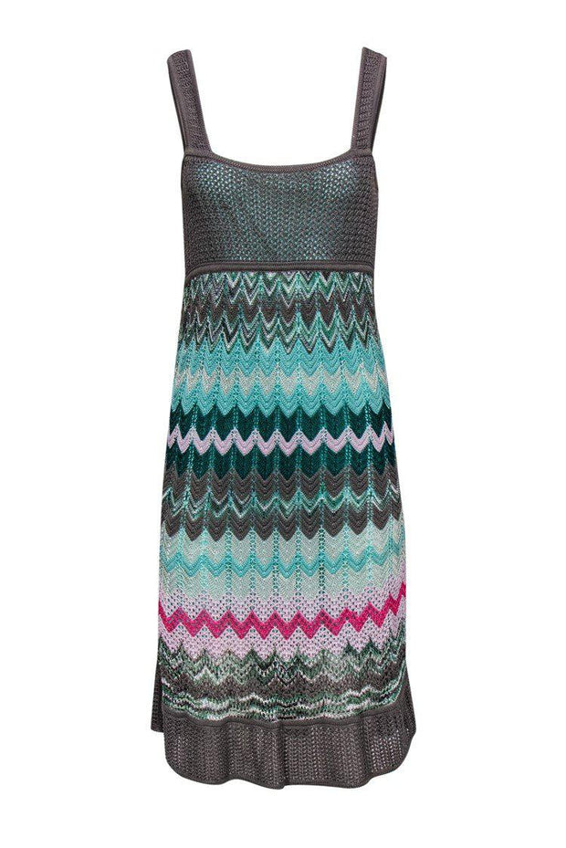 Current Boutique-Missoni - Multicolored Chevron Print Knitted Midi Dress Sz 12