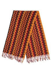 Current Boutique-Missoni - Orange & Brown Chevron Print Knitted Scarf