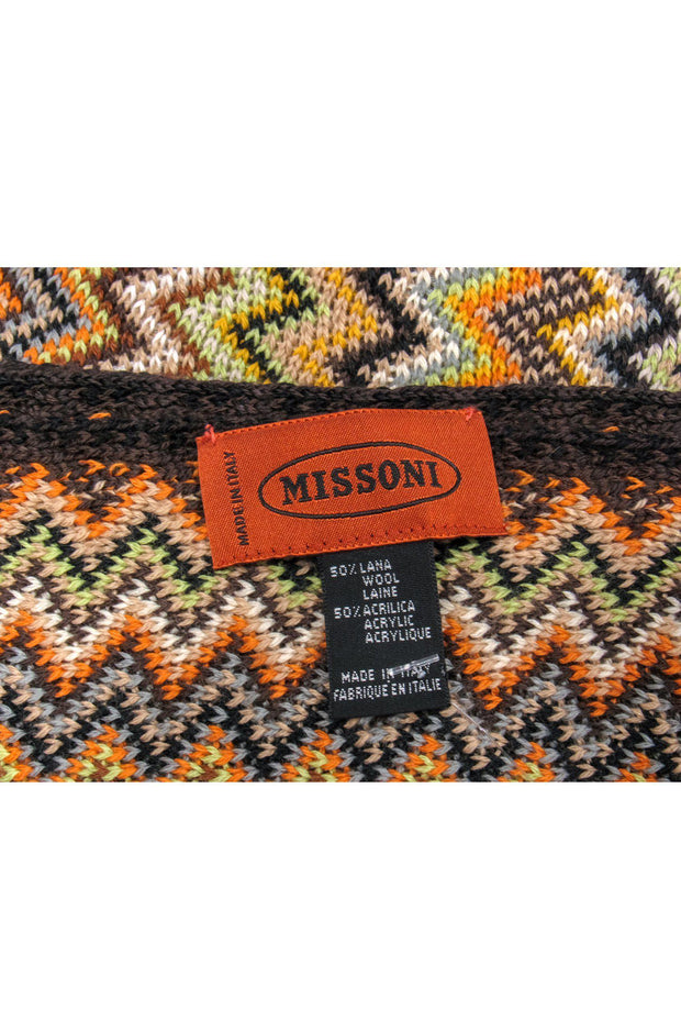 Current Boutique-Missoni - Orange & Brown Chevron Wool Blend Scarf