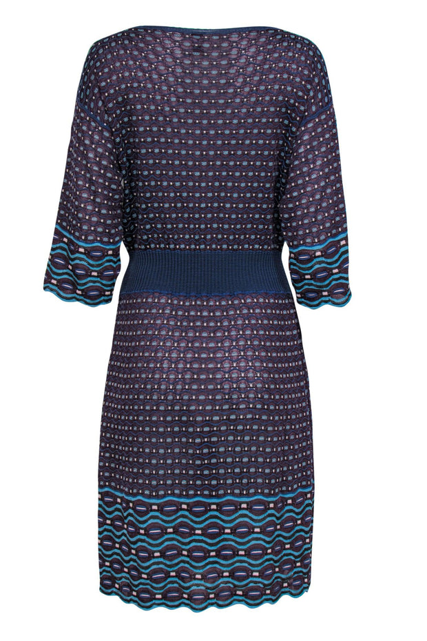 Current Boutique-Missoni - Purple & Blue Patterned Knit Dress Sz 10