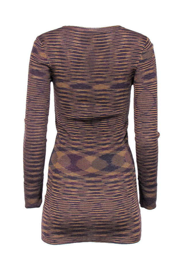 Current Boutique-Missoni - Purple & Gold Marbled Striped Ribbed Knit Dress Sz S