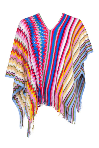 Current Boutique-Missoni - Rainbow Multi color Poncho Sweater Sz One Size