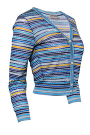 Current Boutique-Missoni Sport - Blue & Yellow Chevron Print Cropped Button-Up Cardigan Sz 8