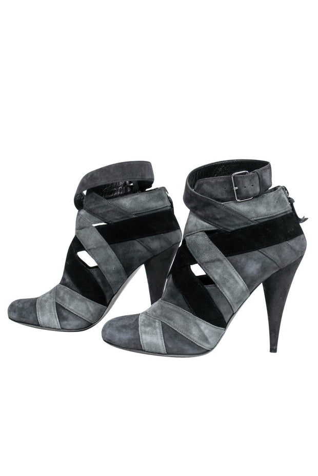 Current Boutique-Miu Miu - Black & Grey Suede Bootie Heels Sz 7