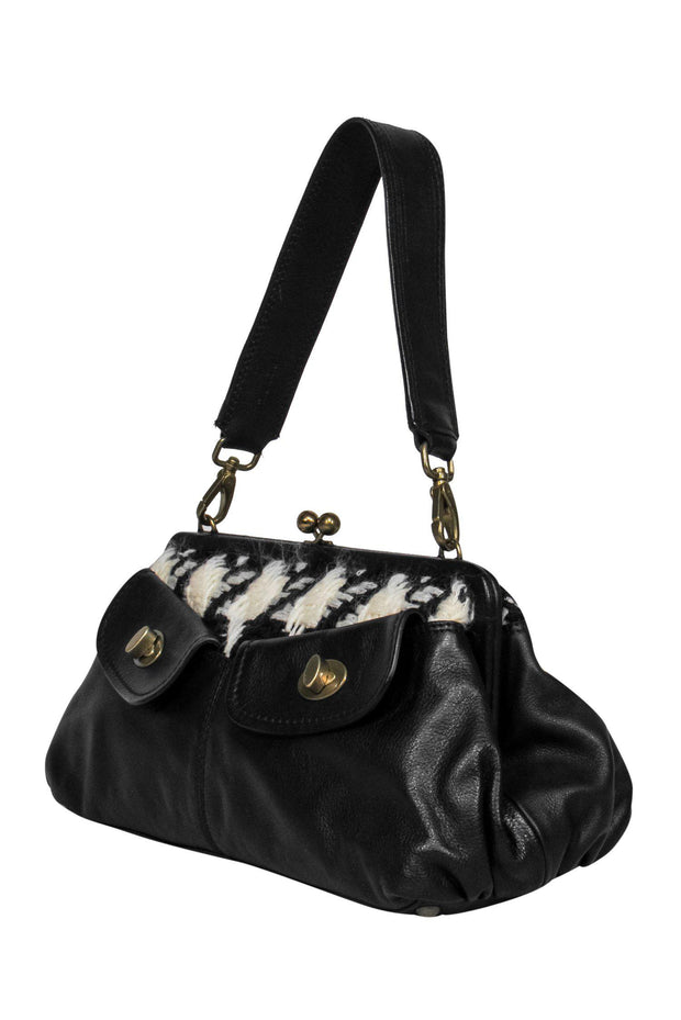 Miu Miu - Black Leather Handbag w/ Tweed Trim – Current Boutique