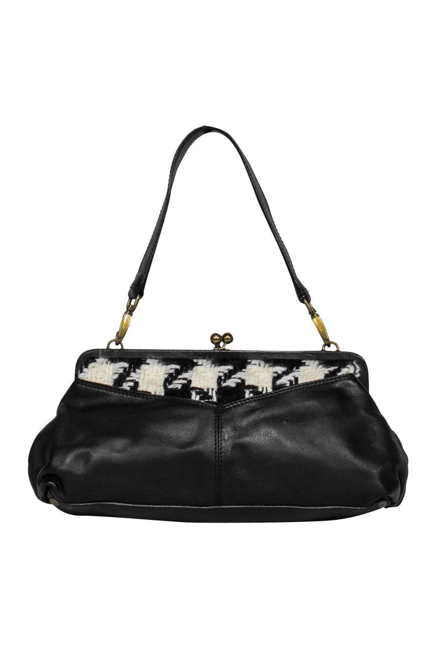 Current Boutique-Miu Miu - Black Leather Handbag w/ Tweed Trim