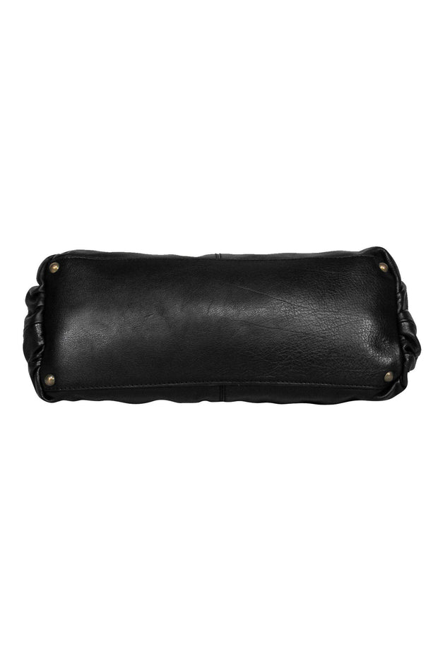Current Boutique-Miu Miu - Black Leather Handbag w/ Tweed Trim