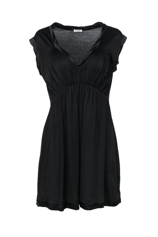 Current Boutique-Miu Miu - Black Silk Mini Empire Waist Dress Sz M