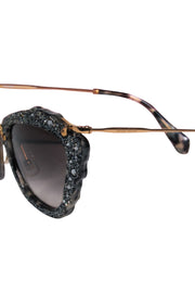Current Boutique-Miu Miu- Black Tortoise Rhinestone Sunglasses w/ Rose Gold Hardware