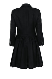 Current Boutique-Miu Miu - Black Wool Blend Peacoat w/ Pleats Sz S