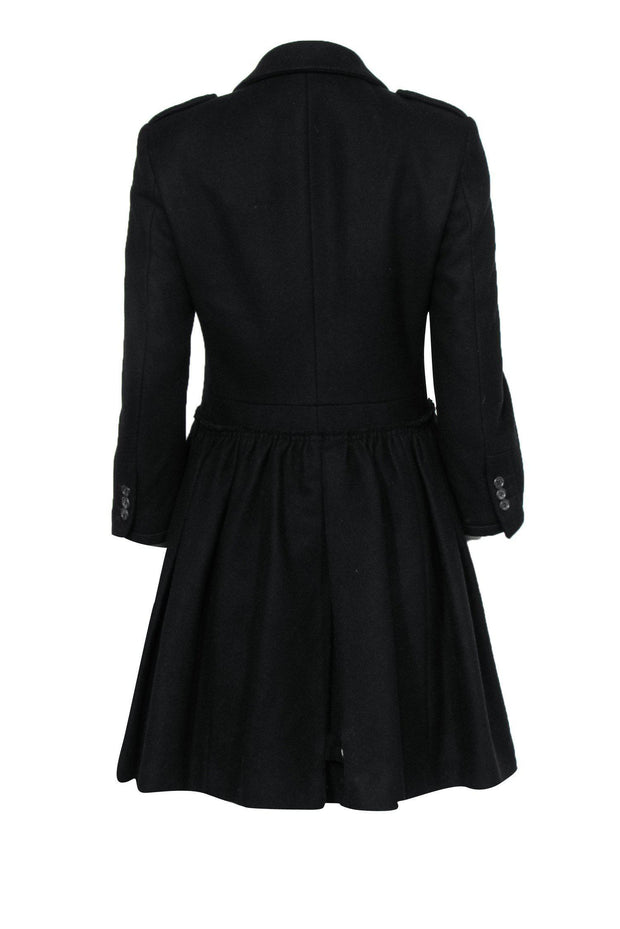Current Boutique-Miu Miu - Black Wool Blend Peacoat w/ Pleats Sz S