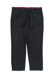 Current Boutique-Miu Miu - Black Wool Straight Leg Trousers w/ Maroon Waistband Sz 10