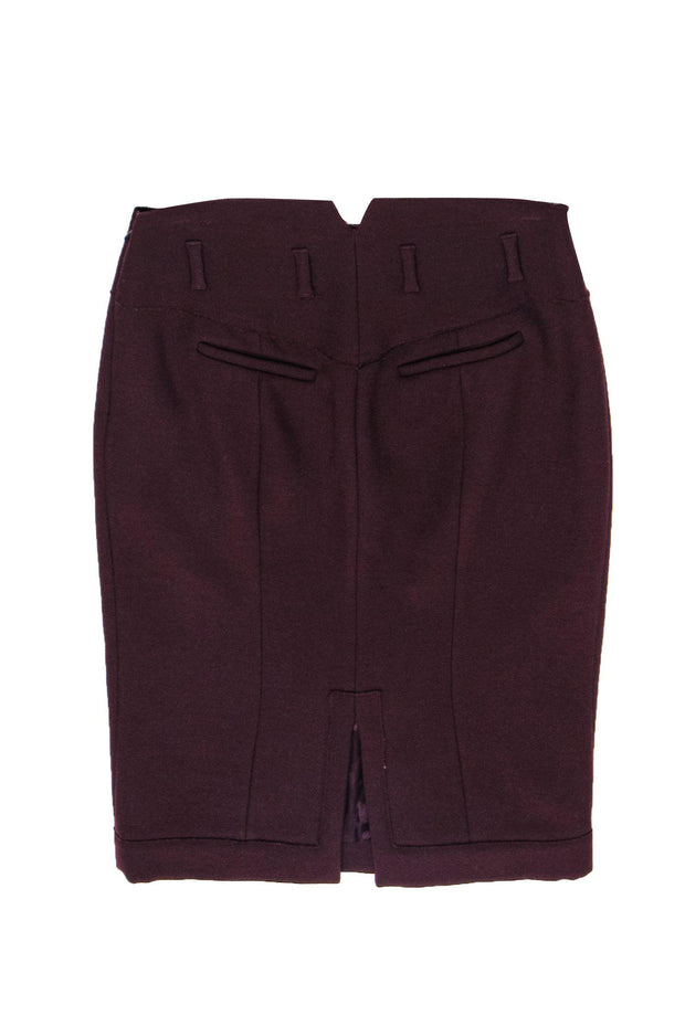 Current Boutique-Miu Miu - Burgundy Wool Blend Pencil Skirt Sz 4