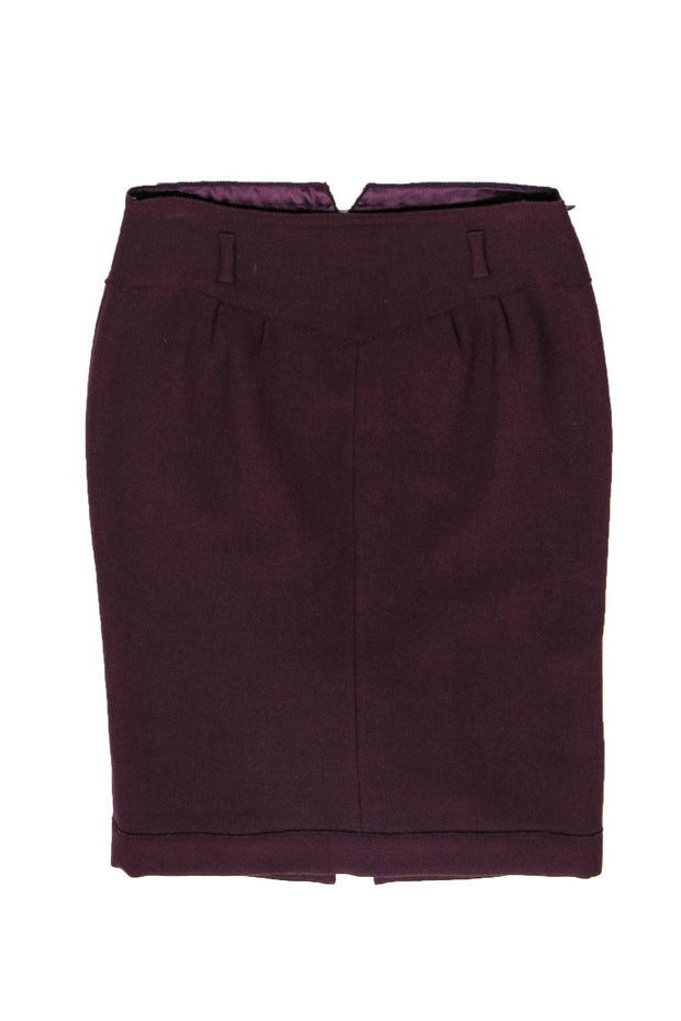 Current Boutique-Miu Miu - Burgundy Wool Blend Pencil Skirt Sz 4